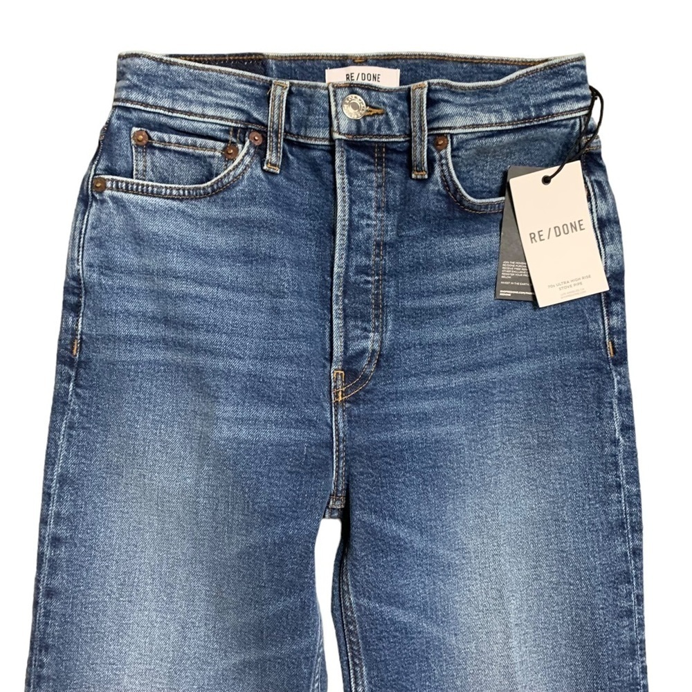 RE/DONE 70S ULTRA HIGH RISE STOVE PIPE
DENIM RAW HEMS WASH BROKEN IN DARK - Picture 6 of 16